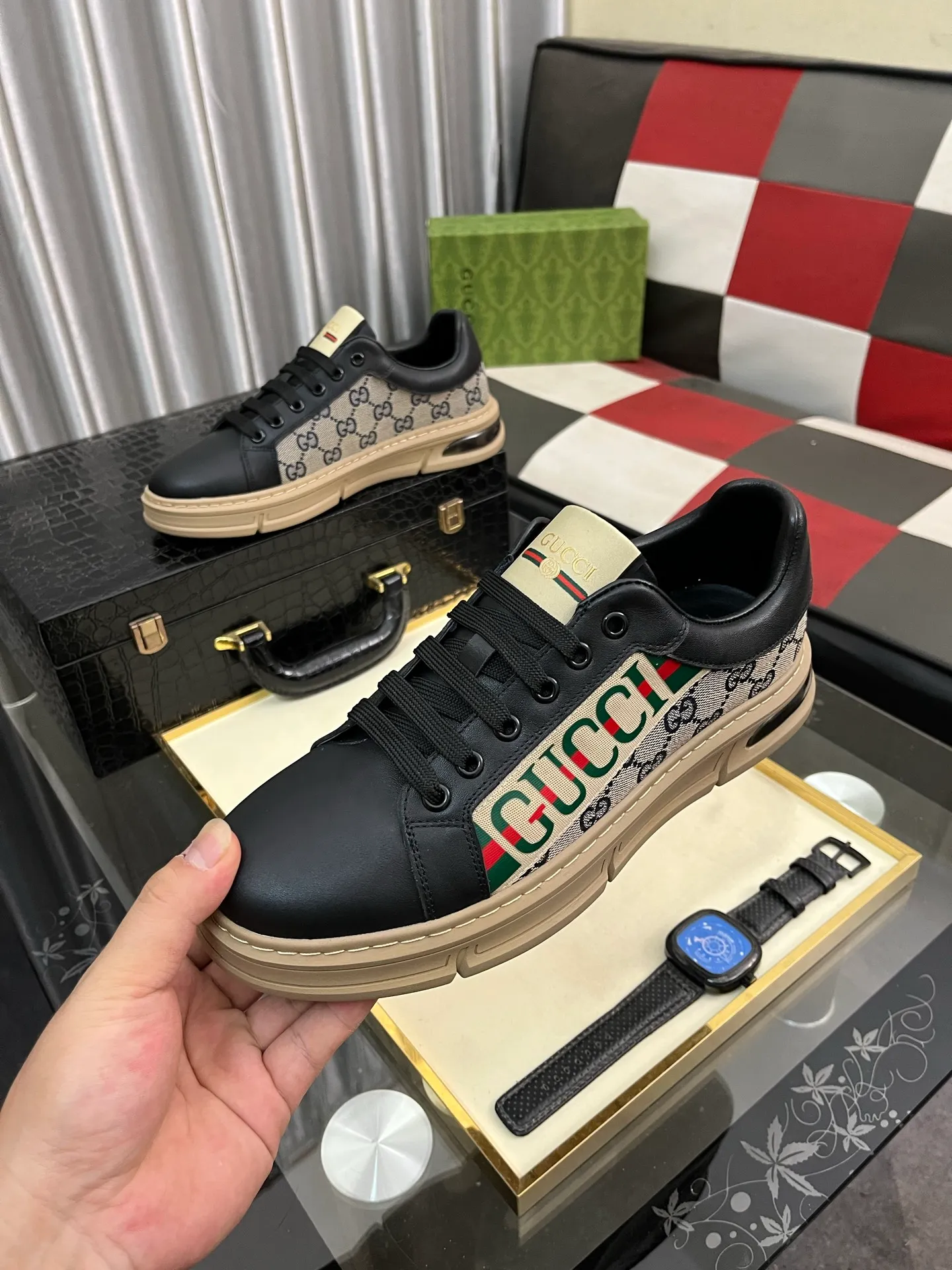 Men's shoes 💰400⌚️⌚️《GUCCI*》The latest hot-selling casual shoes, top brand [seduce] luxury~purchase, top~quality. [Strong] The upper is made of imported breathable cowhide stitching fabric material ➕ Breathable sheepskin feet (•) Fine workmanship. Code number: 38-442️⃣Colors available